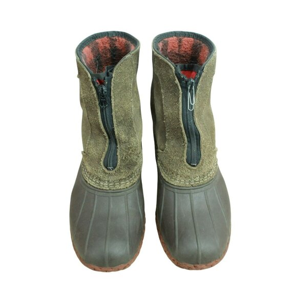 LL Bean Brown Suede Fleece Lined Front Zip Insulated Ankle Duck Boots Size 8 M main image 7